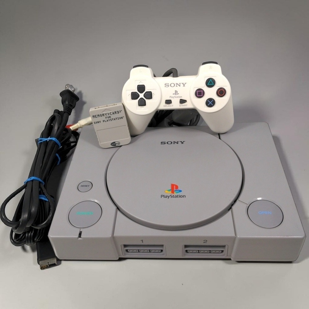 Sony PlayStation PS1 Console Bundle SCPH-5501 NTSC Gray VTG OEM Controller NYKO - Picture 2 of 13